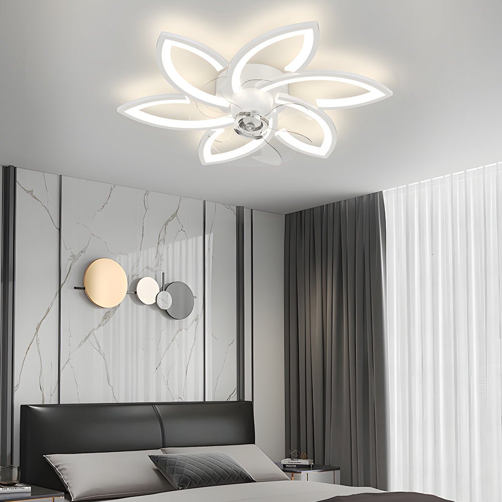 Modern Flowers Three Step Dimming LED Nordic Flush Mount Ceiling Fan Lamp