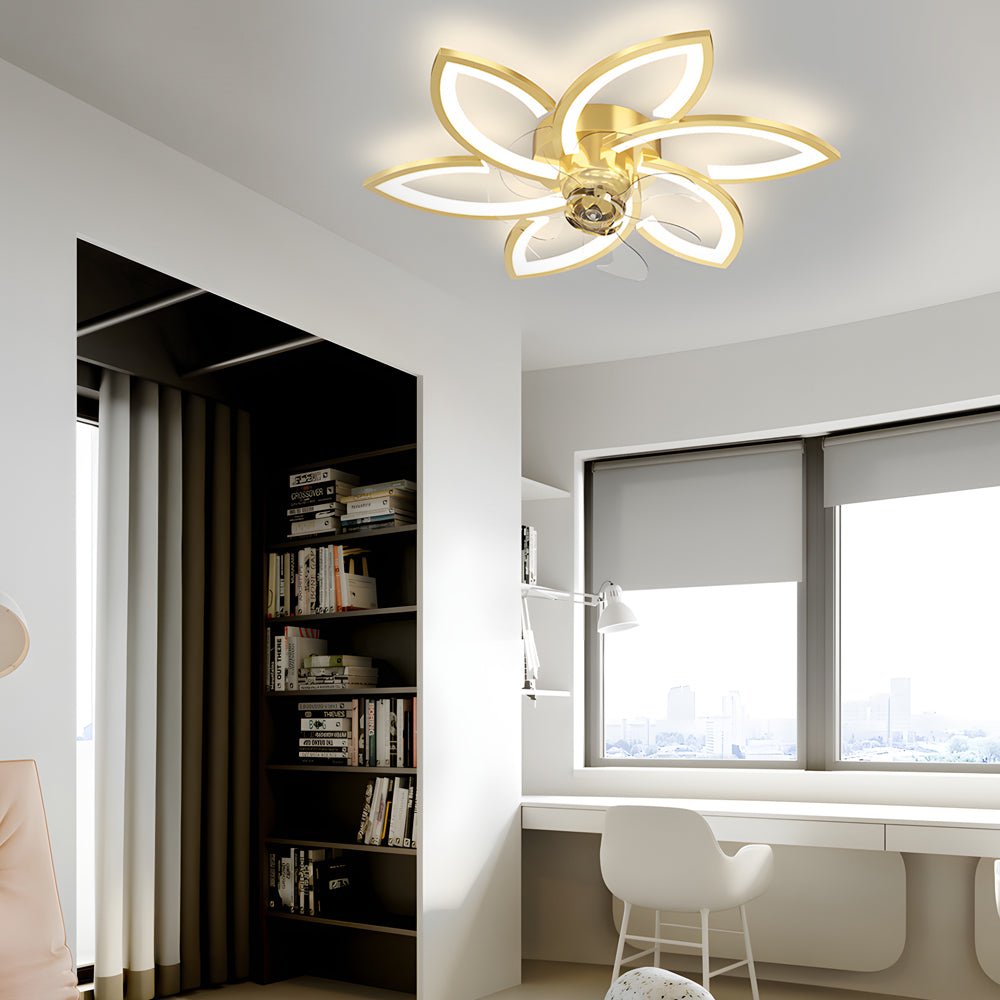 Modern Flowers Three Step Dimming LED Nordic Flush Mount Ceiling Fan Lamp