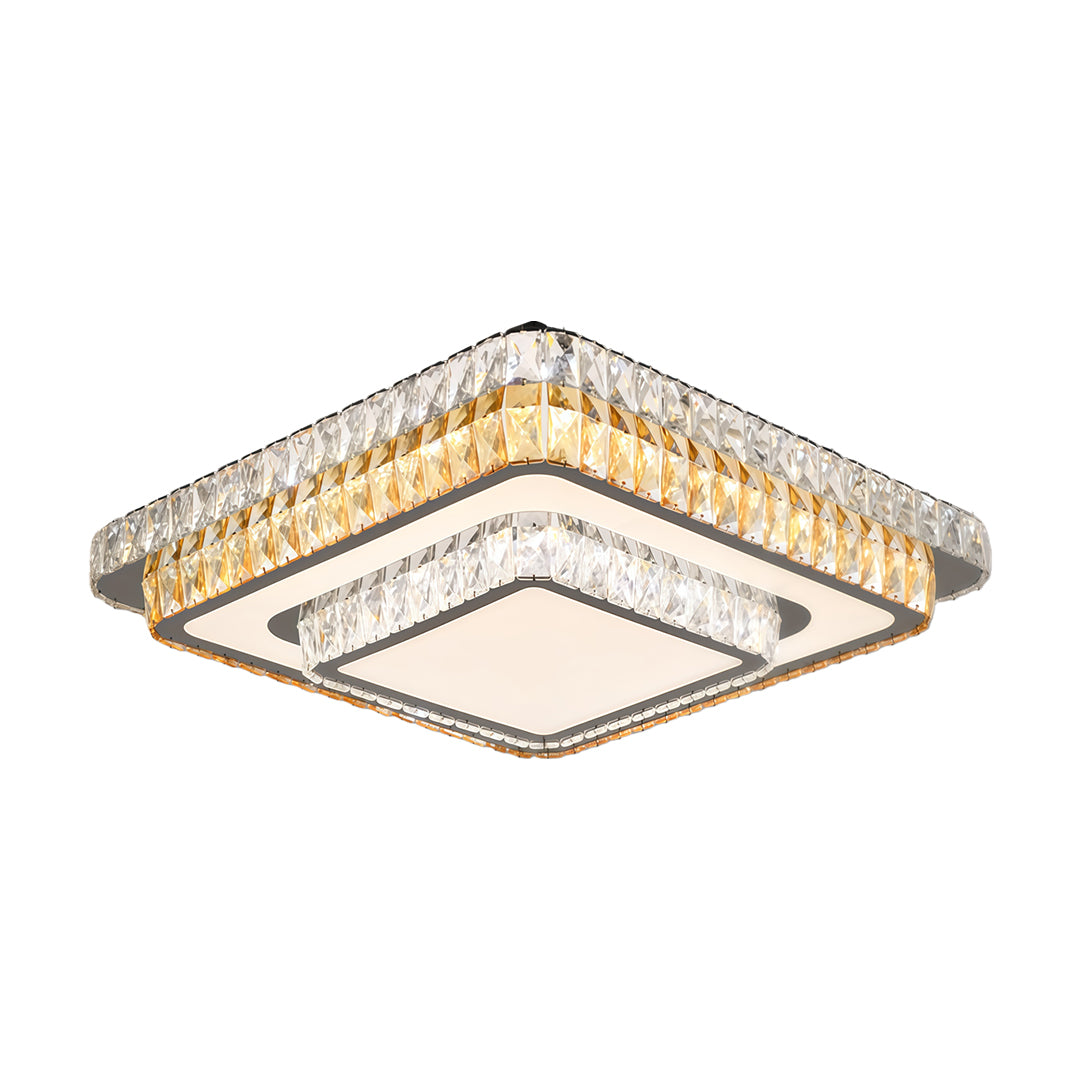 Modern flush mount light fixture blends clean lines and luxury appeal, ideal for living rooms, bedrooms, and refined spaces.