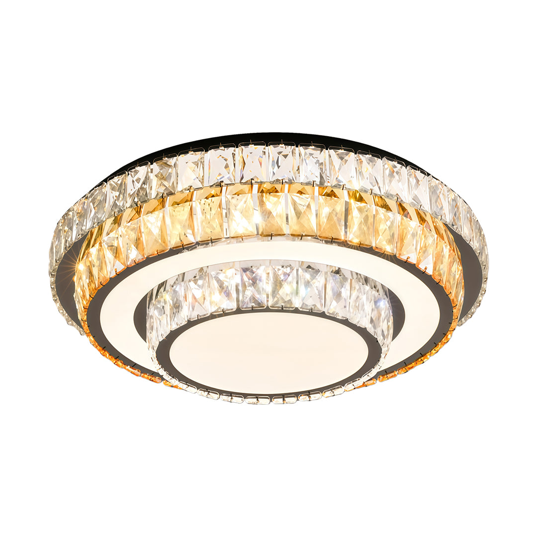 Modern flush mount light fixture with minimalist luxury design, creating soft ambient lighting for elegant contemporary interiors.