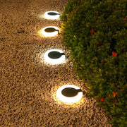 Modern Foldable Solar Deck Lights 4Pcs Round Outdoor Disk Lighting Set