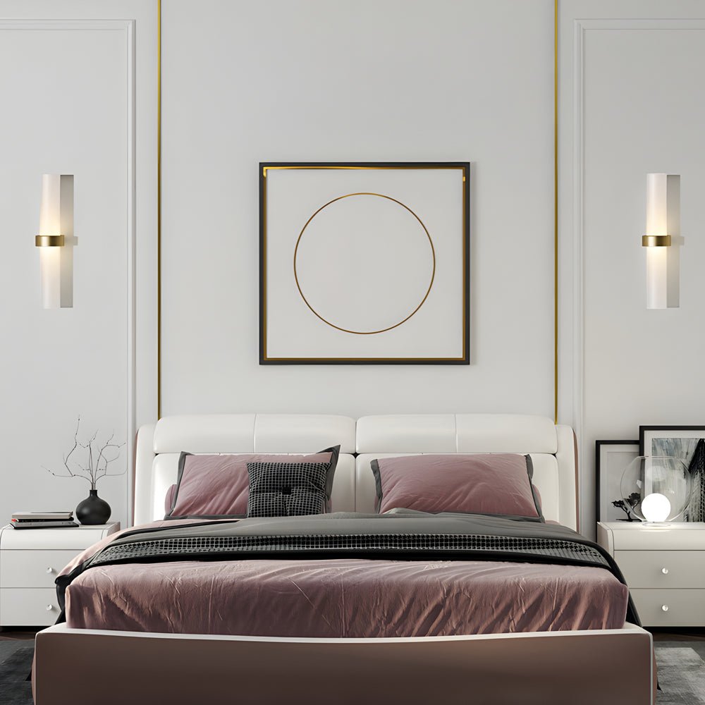 Modern Frosted Glass Tube 1 - Light Wall Sconce in Warm White for Living Room