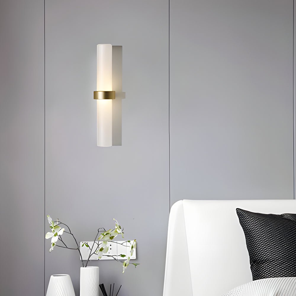 Modern Frosted Glass Tube 1 - Light Wall Sconce in Warm White for Living Room