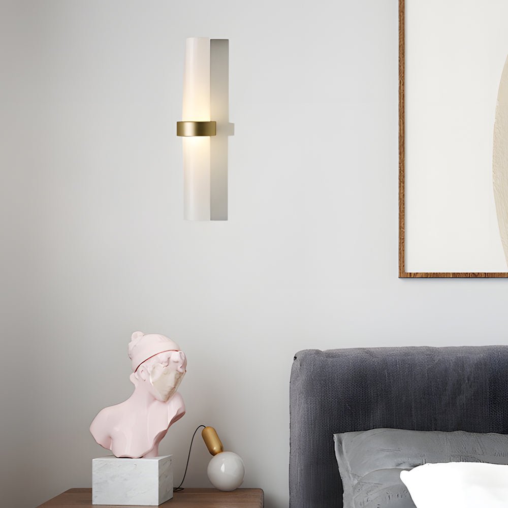 Modern Frosted Glass Tube 1 - Light Wall Sconce in Warm White for Living Room