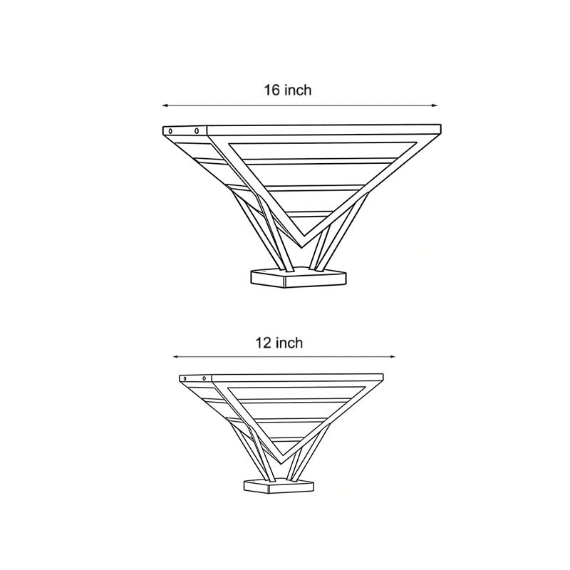 Modern gate pillar light size diagram showing 12 inch and 16 inch options.