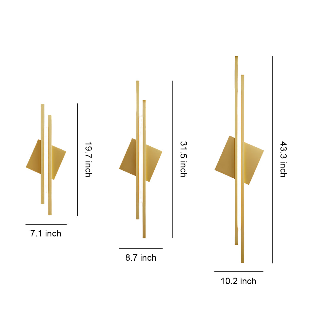 Modern geometric metal floor lamp with three adjustable diamond-shaped shades in gold finish