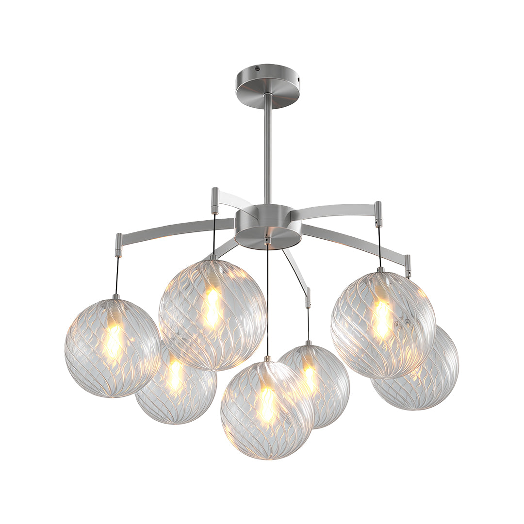 multi-tier modern glass ball chandelier in black with sparkle bubble globes