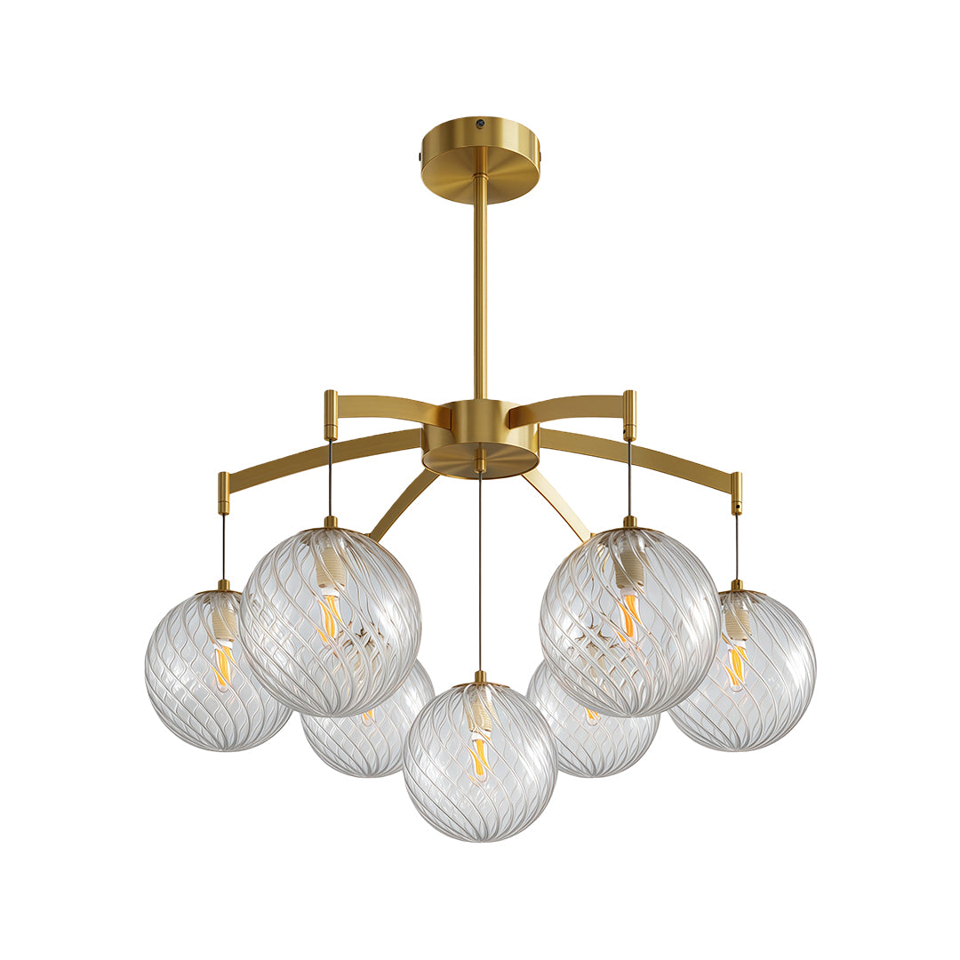 gold modern glass ball chandelier featuring layered bubble glass shades
