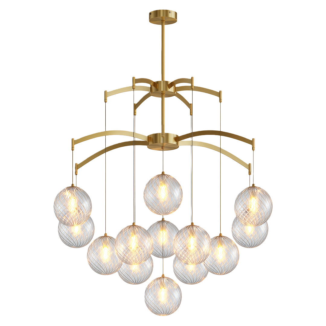 contemporary black multi-light glass ball chandelier with shimmering globe shades