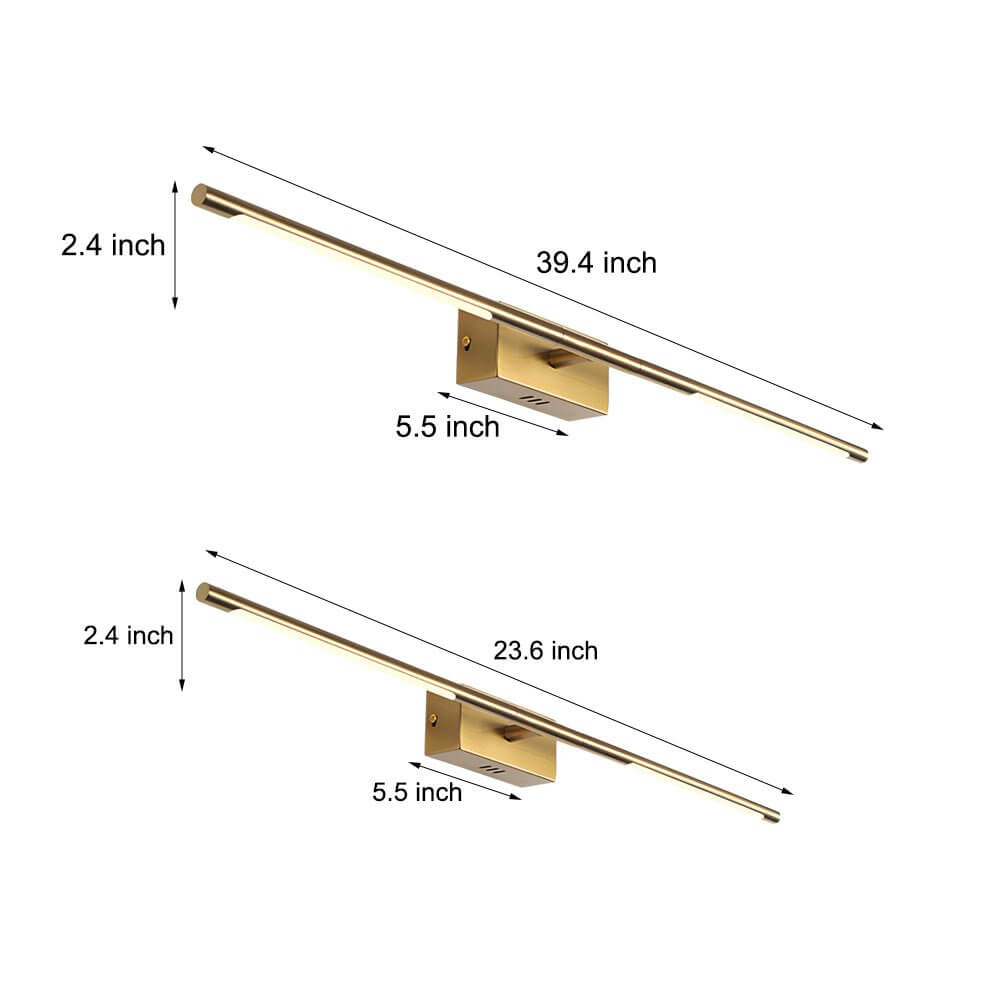 Modern Gold LED Bathroom Vanity Light – 23.6" & 39.4", Warm & White Light for Stylish Illumination