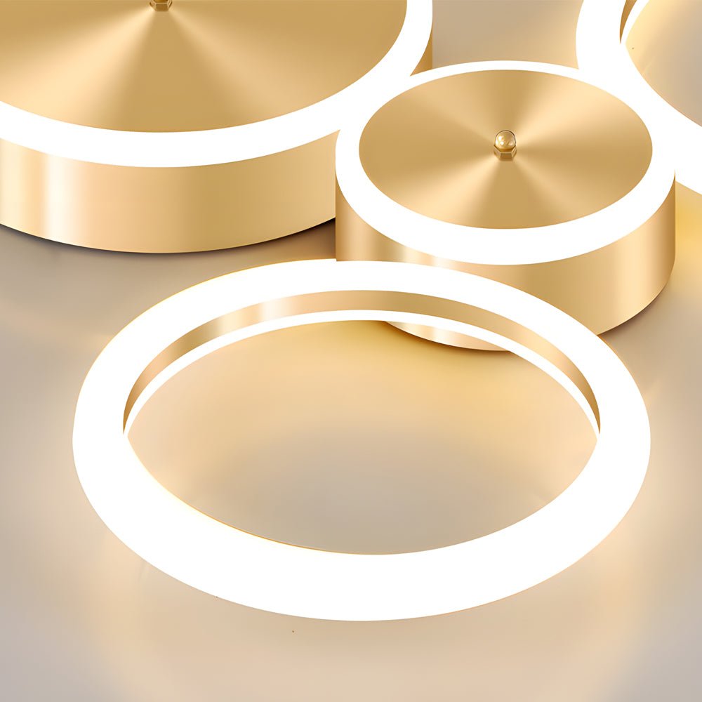 Modern Gold LED Flush Mount Rings Circle Ceiling Light Fixture - Dazuma