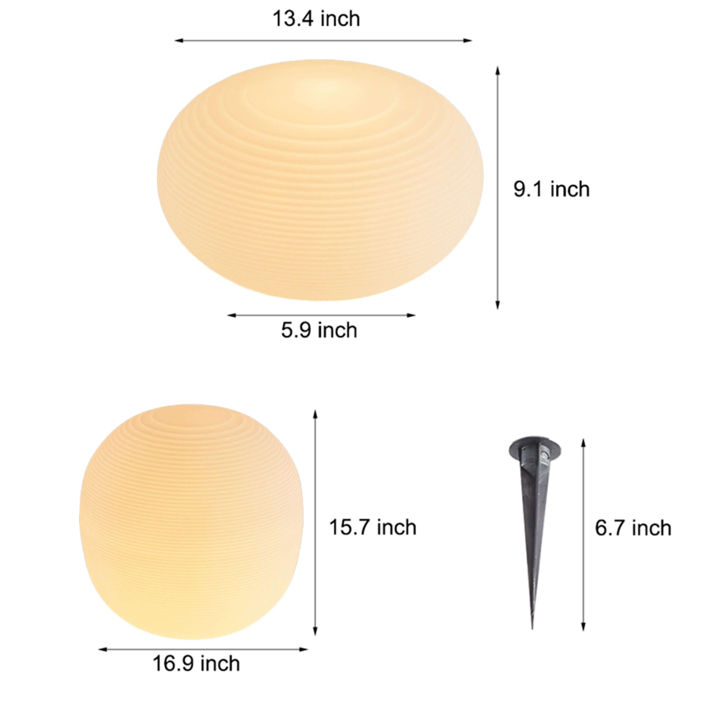 Modern Hardwired Outdoor Floor Lantern Warm LED Light in 13.4 inch & 15.7 inch Stylish for Garden