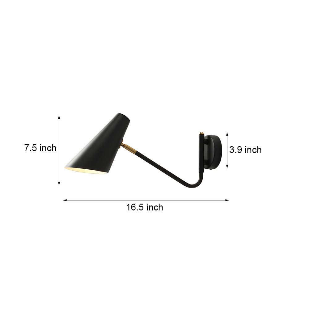 Modern Hoxton Hanging Wall Sconce with Conical Shade - 1 - Light