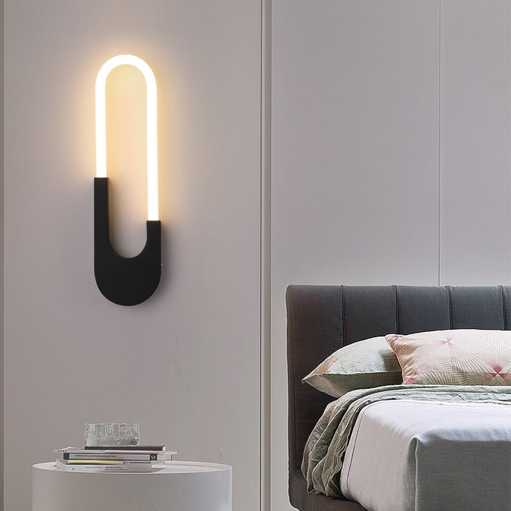 Modern Indoor Oval LED Wall Sconces - 16'' H, Black