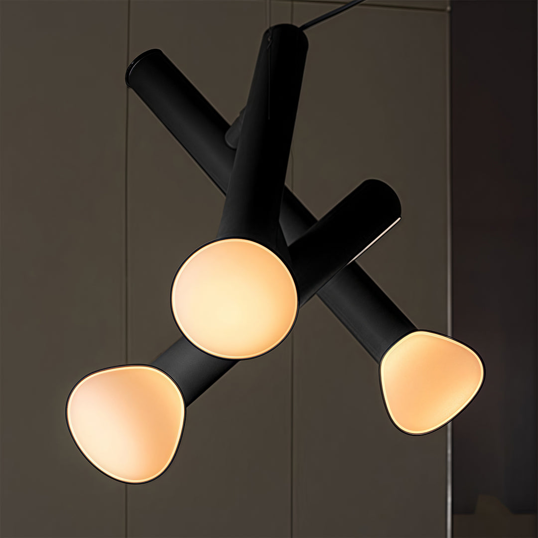 Black small pendant light in a modern interior, elegant and minimalist lighting fixture