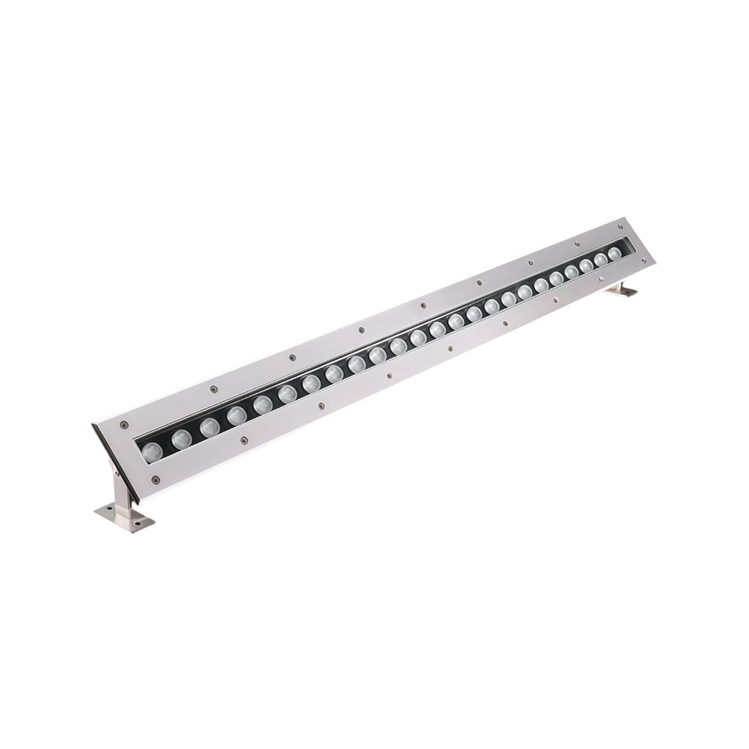 Modern landscape flood light with slim aluminum housing and adjustable outdoor LED design.