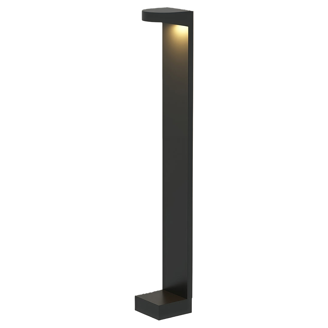 Modern landscape pathway light with a tall black rectangular design, ideal for landscape lighting.