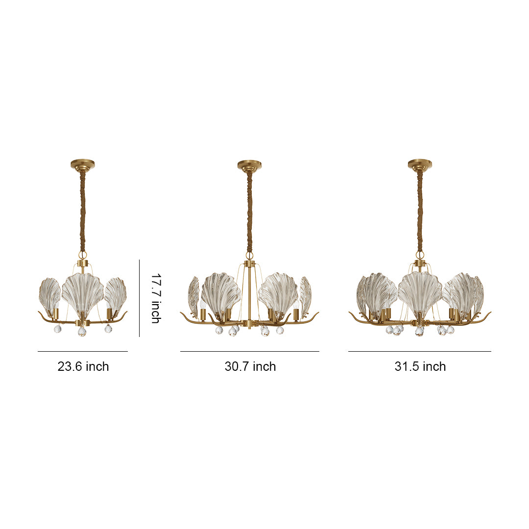 Modern large chandeliers specification diagram showing three size options with dimensions