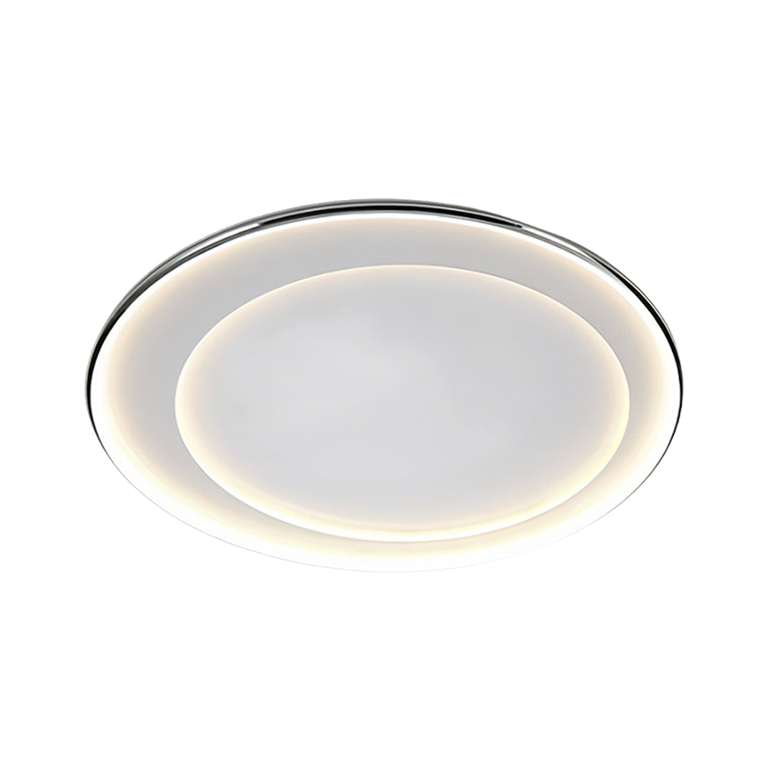 Modern LED round flush mount light featuring clean circular profile with warm white illumination