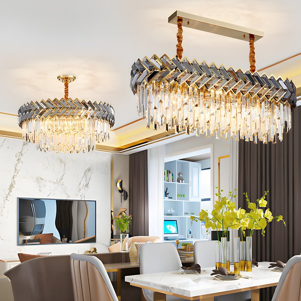 Modern LED Dimmable Dining Room Crystal Chandelier - Round/Rectangle
