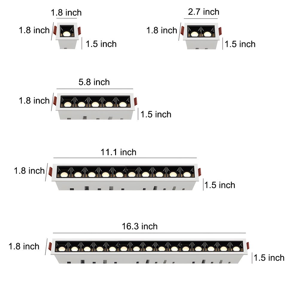 Modern LED Linear Recessed Ceiling Downlight, 1/2/5/10/15 - Light