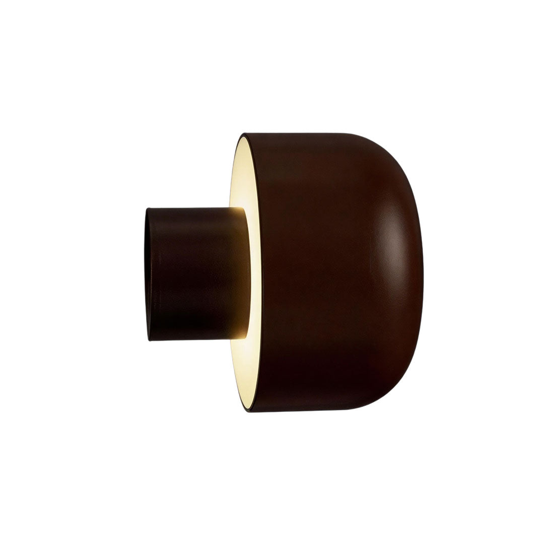Modern LED outdoor wall light with a black finish and illuminated ring for pathways.