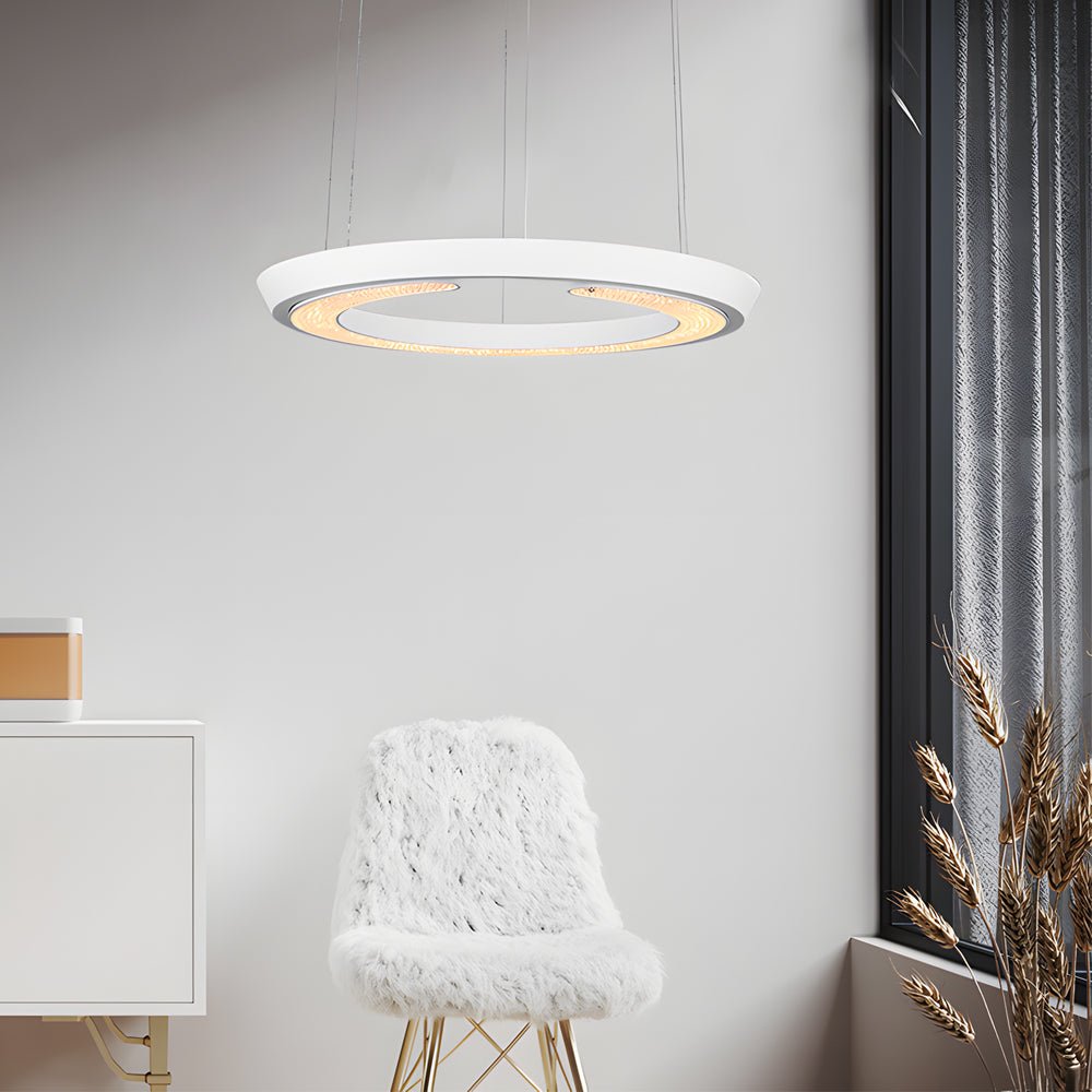 Modern LED Ring - Shaped Pendant Light with Acrylic Shades for Living Room