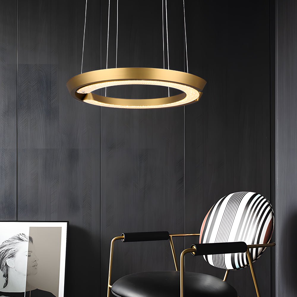 Modern LED Ring - Shaped Pendant Light with Acrylic Shades for Living Room