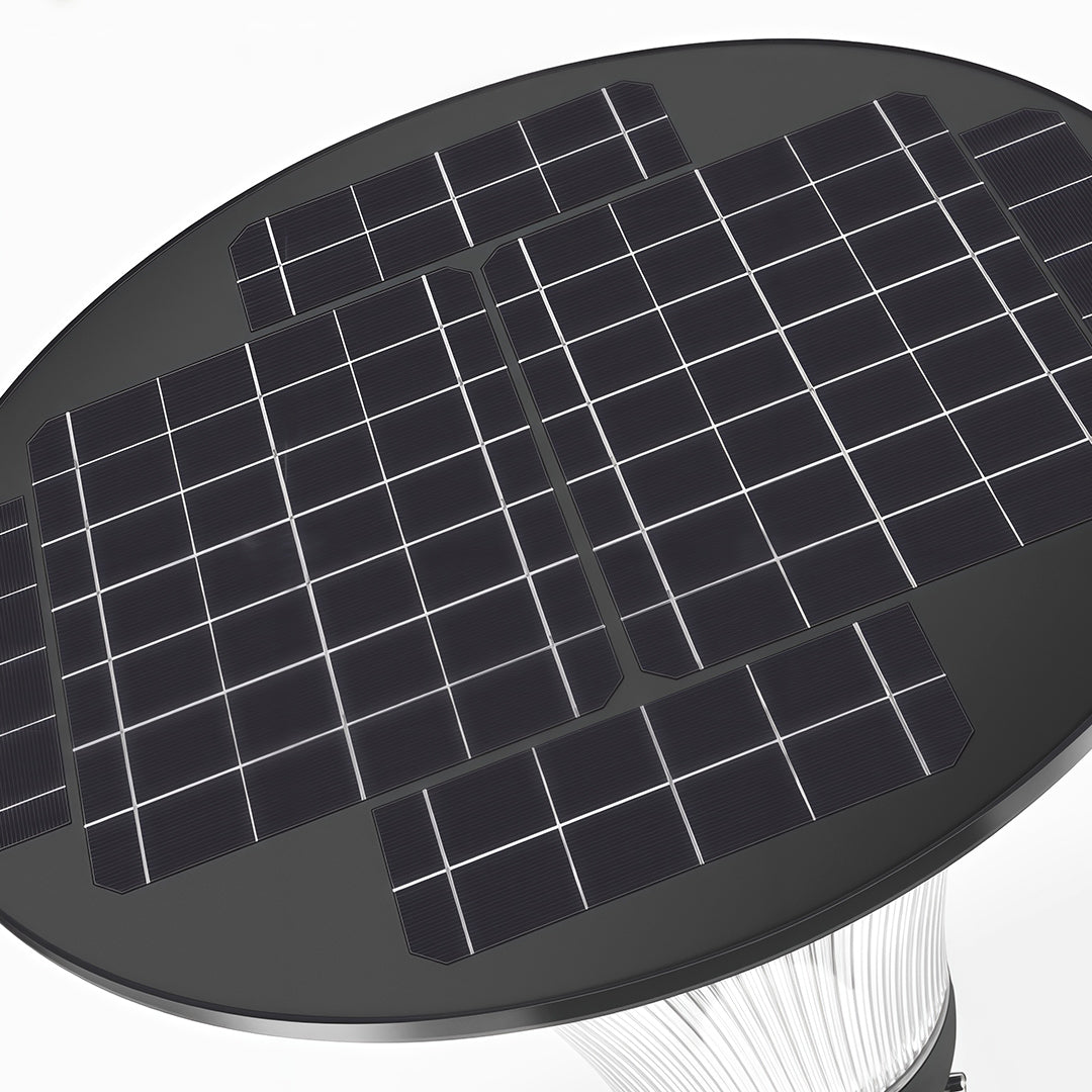 Streetlight with a modern LED fixture, providing ambient light for a city square.