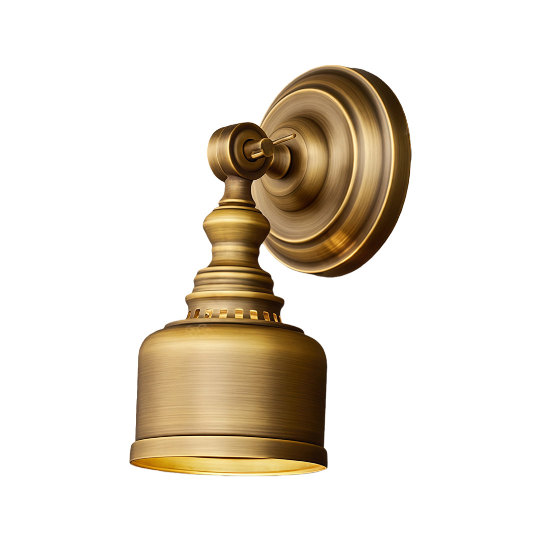 Modern LED wall light lamp featuring glass shade chandelier aesthetic in adjustable gooseneck design with solid brass bell shade.