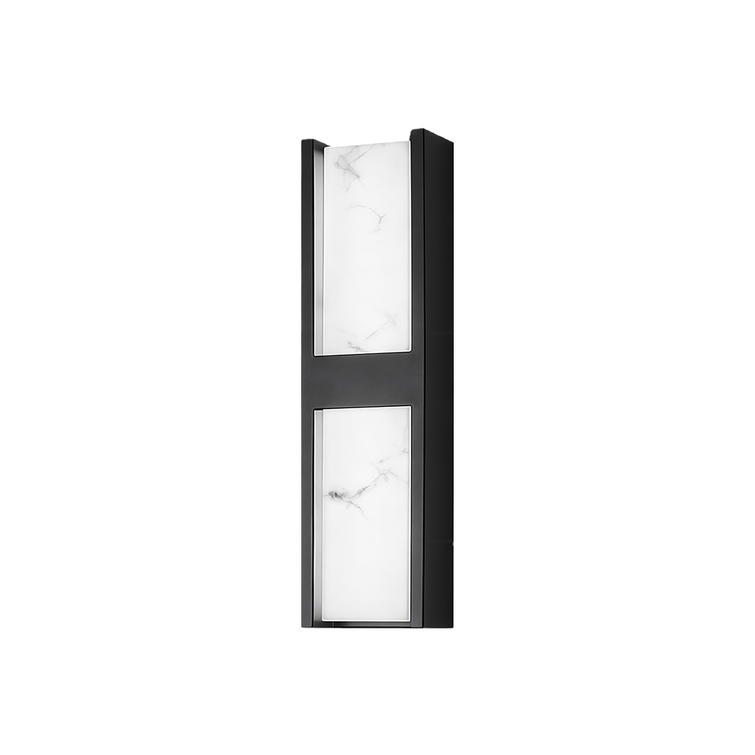 Modern LED wall sconce light fixtures featuring glass shade chandelier aesthetic in tall vertical design with dual frosted panels.
