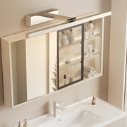Modern light bars for bathroom vanity mounted above a mirror cabinet with warm ambient lighting