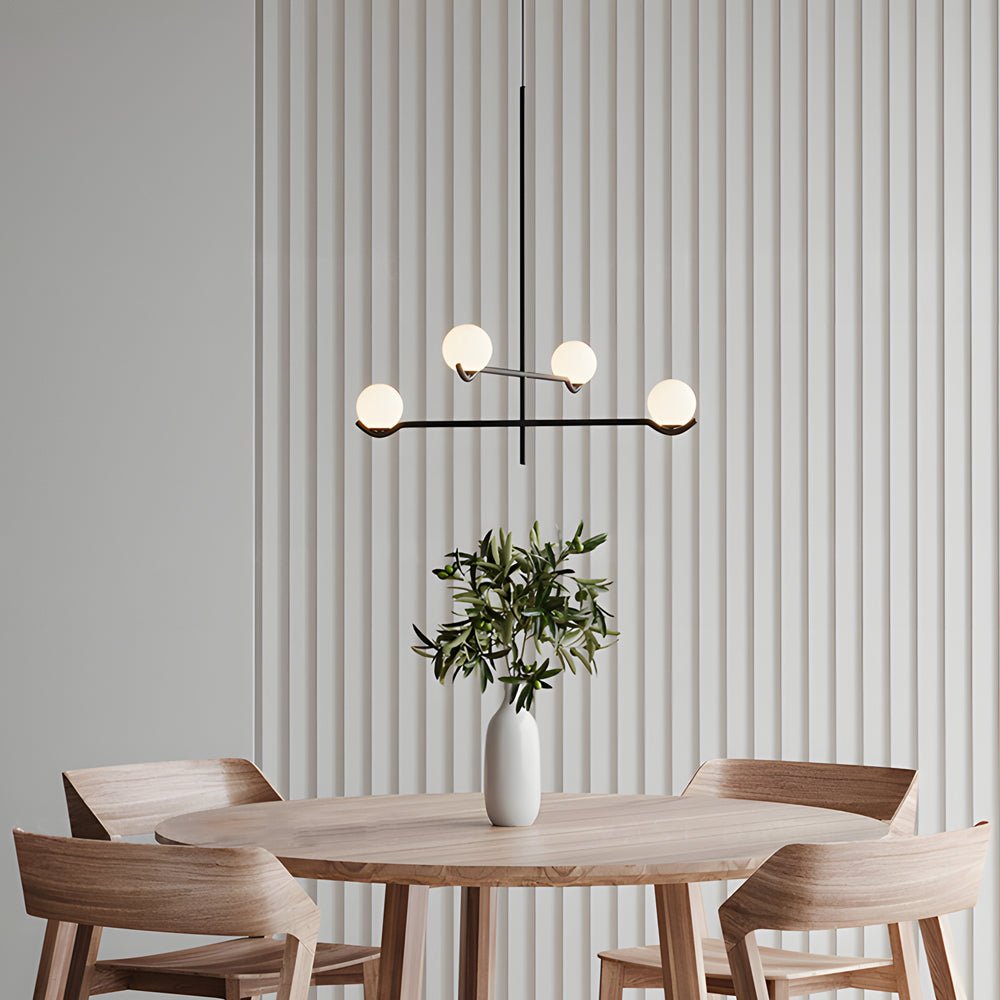 Modern Linear Glass Ball Pendant Light with 3/4/6 - Light - Black/Gold