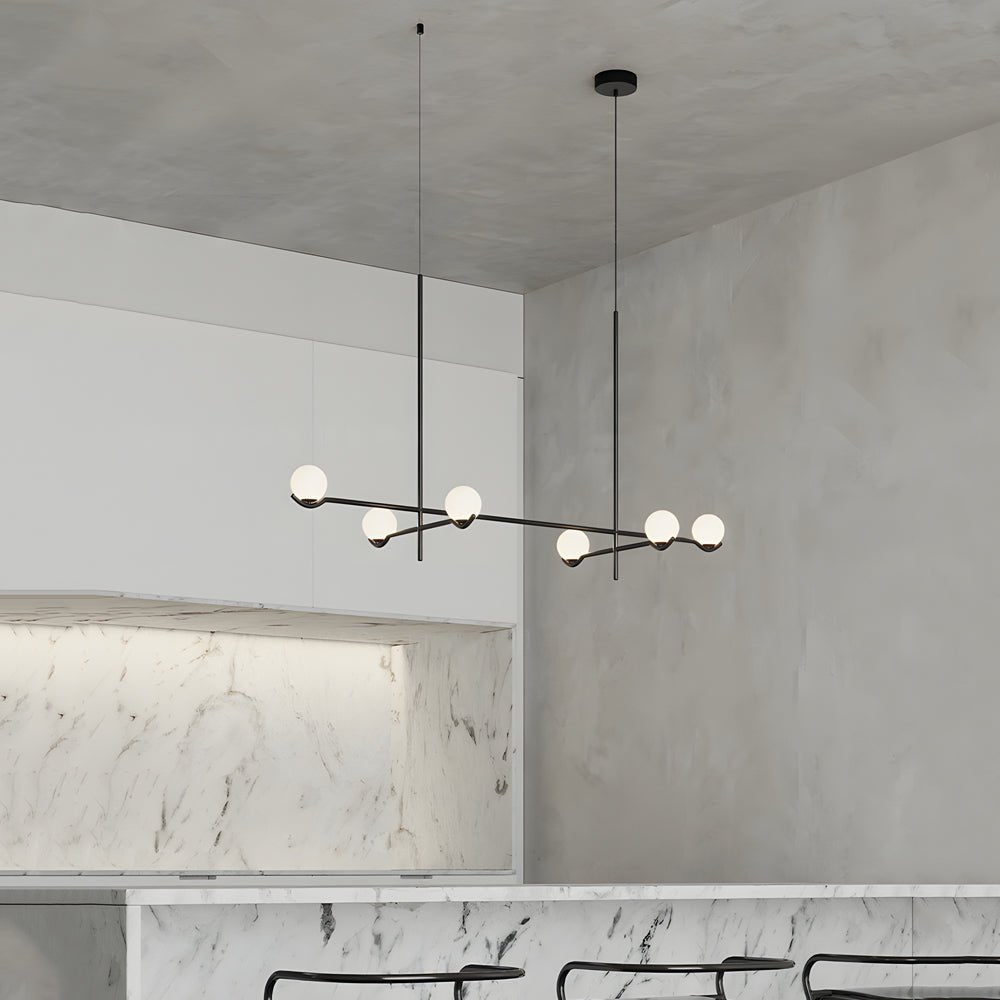 Modern Linear Glass Ball Pendant Light with 3/4/6 - Light - Black/Gold