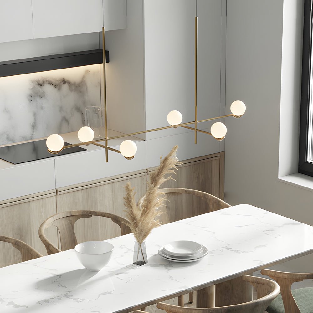 Modern Linear Glass Ball Pendant Light with 3/4/6 - Light - Black/Gold