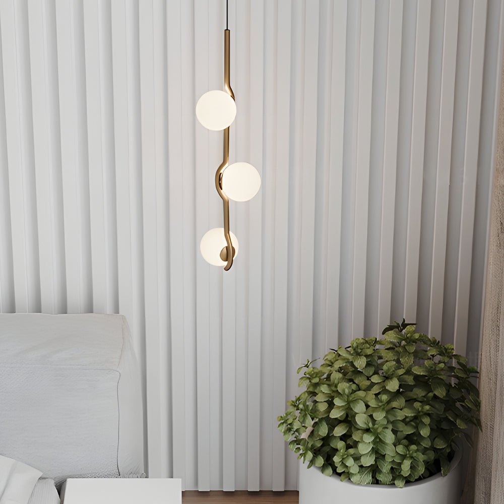 Modern Linear Glass Ball Pendant Light with 3/4/6 - Light - Black/Gold