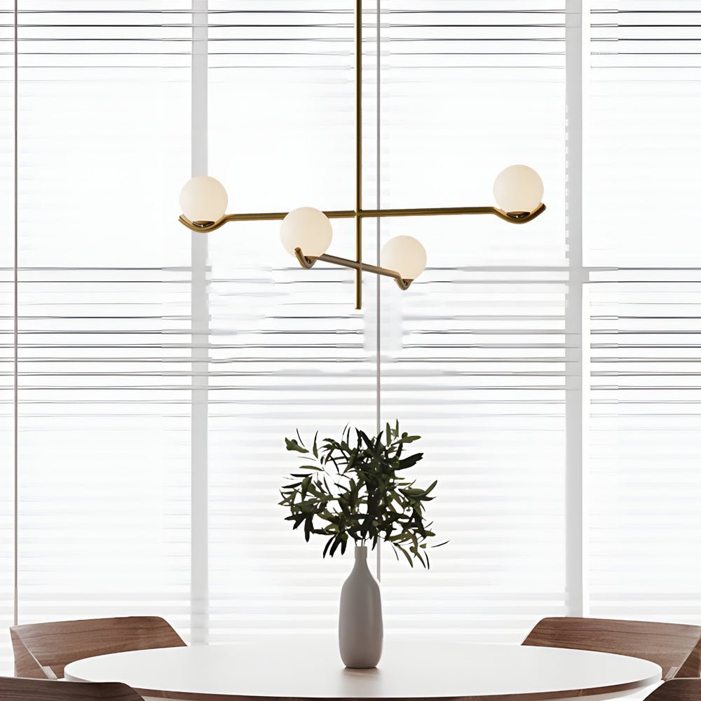 Modern Linear Glass Ball Pendant Light with 3/4/6 - Light - Black/Gold