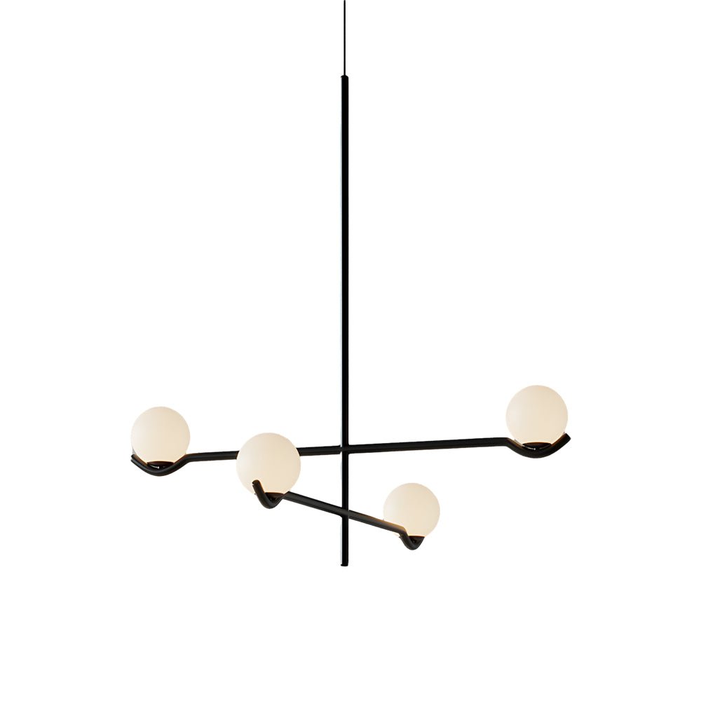 Modern Linear Glass Ball Pendant Light with 3/4/6 - Light - Black/Gold