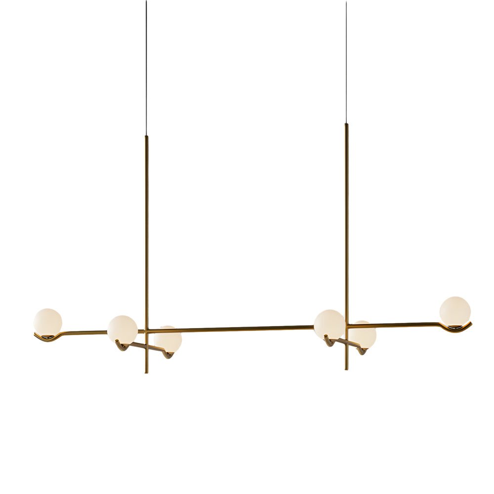 Modern Linear Glass Ball Pendant Light with 3/4/6 - Light - Black/Gold