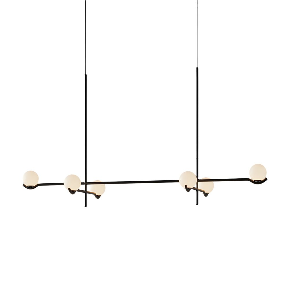 Modern Linear Glass Ball Pendant Light with 3/4/6 - Light - Black/Gold