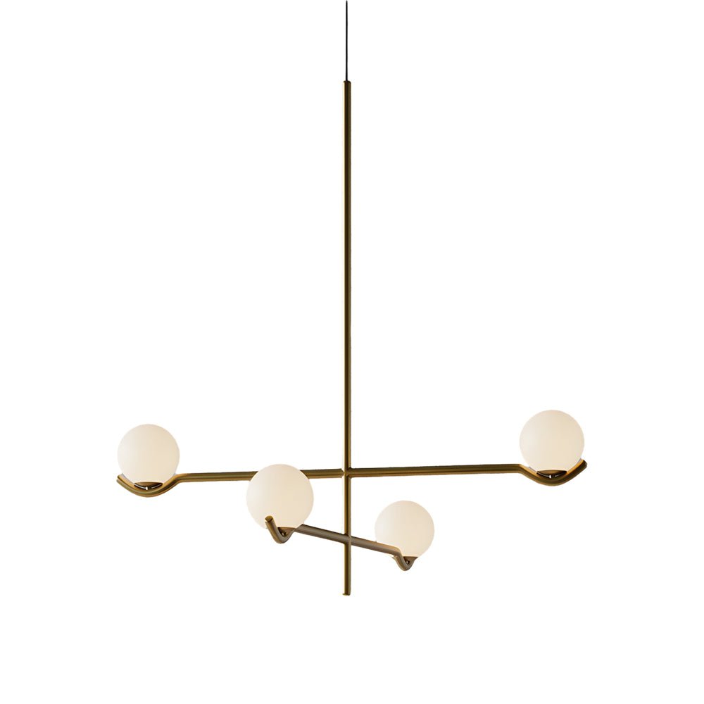 Modern Linear Glass Ball Pendant Light with 3/4/6 - Light - Black/Gold