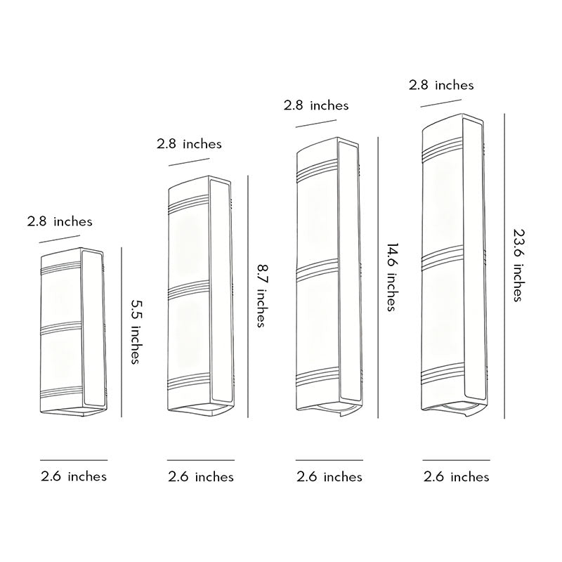 Modern linear up down wall light with slim rectangular design and warm LED architectural glow.