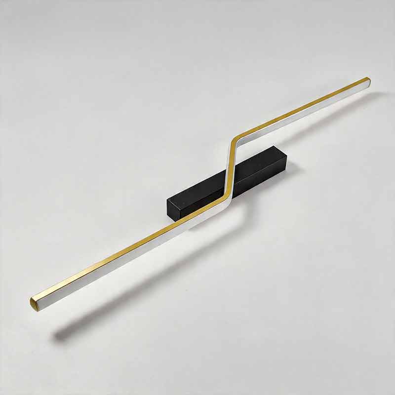 Minimalist modern linear wall sconce with black rectangular base isolated on a grey background