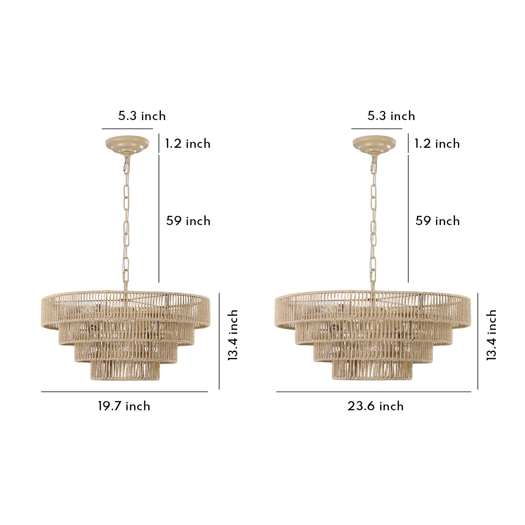 Black Japanese style chandelier in a modern living room, offering a striking contrast with neutral decor.