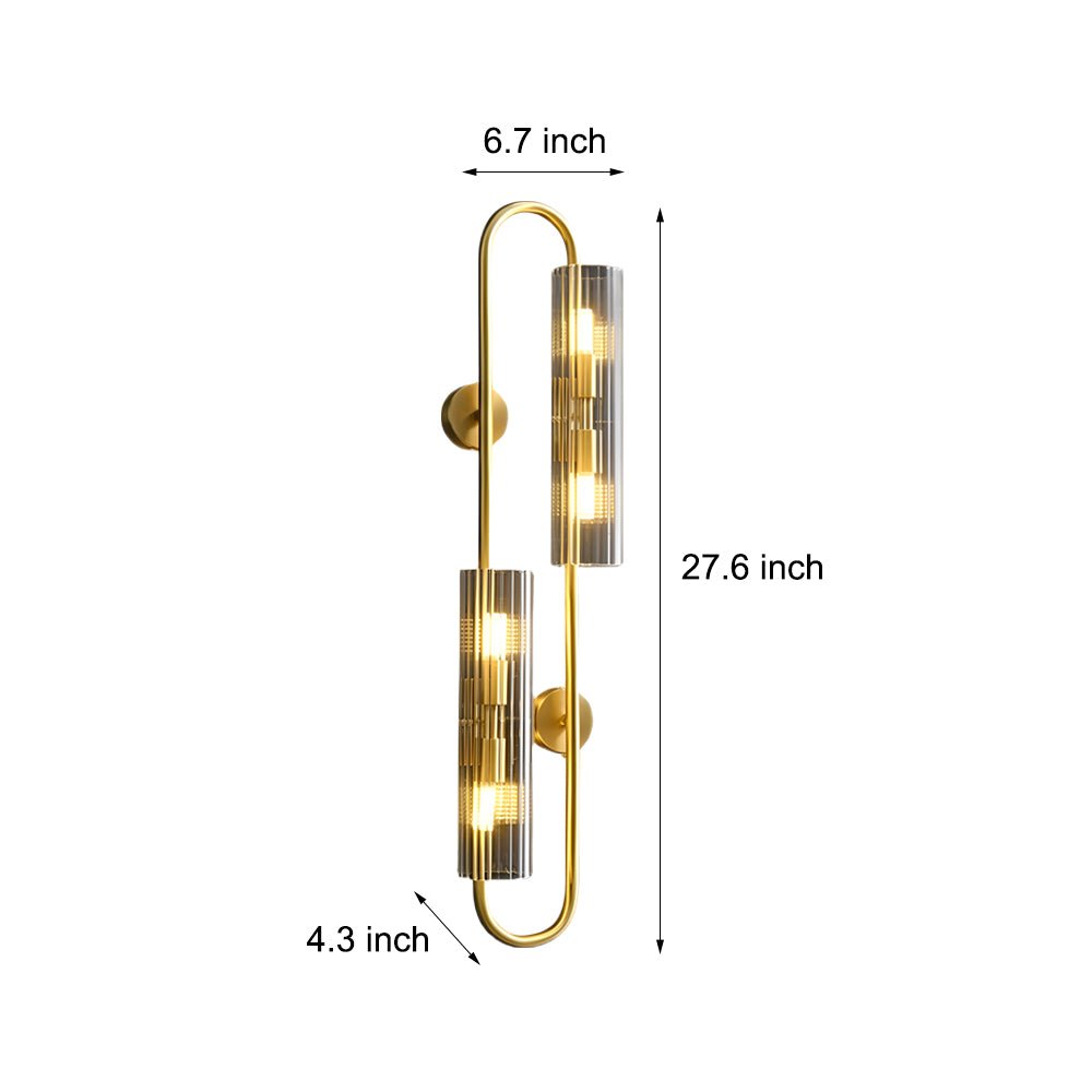 Modern Luxury 4 - Light Oval Brass Wall Lamp with Clear Glass Shade