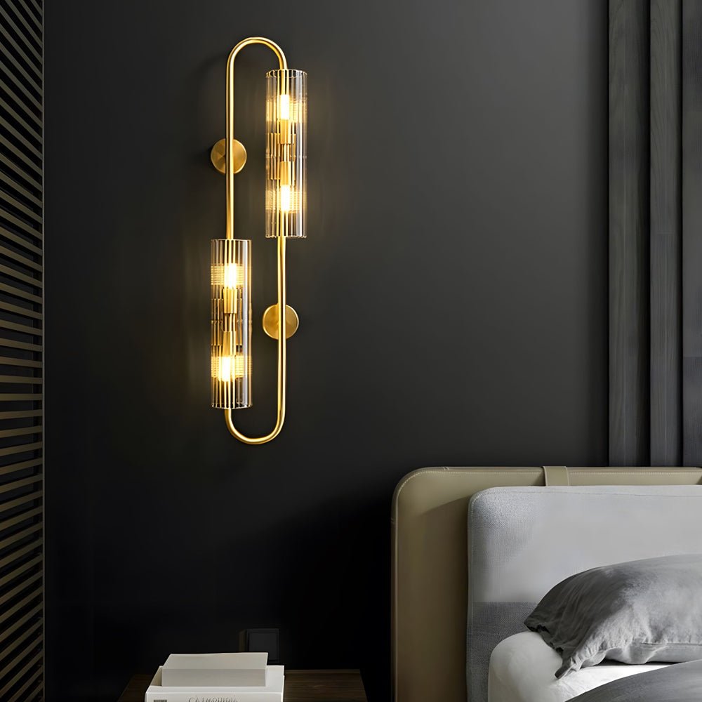 Modern Luxury 4 - Light Oval Brass Wall Lamp with Clear Glass Shade