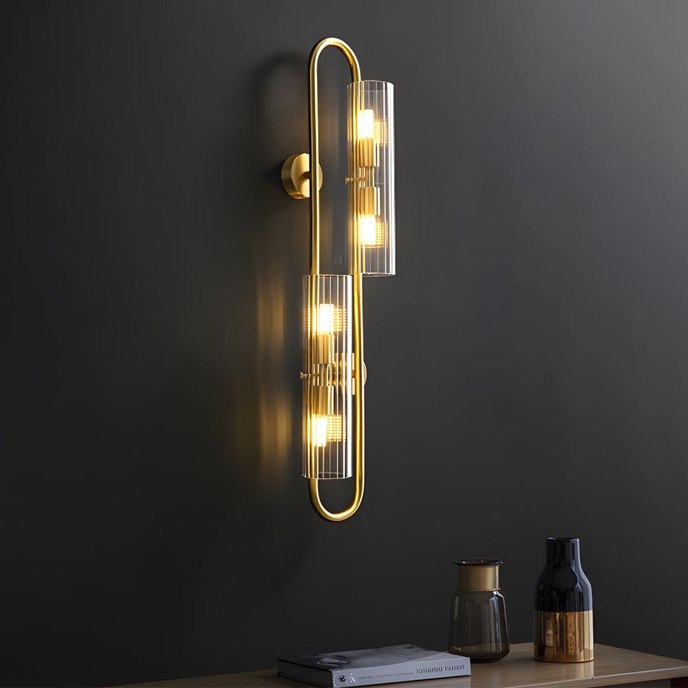 Modern Luxury 4 - Light Oval Brass Wall Lamp with Clear Glass Shade