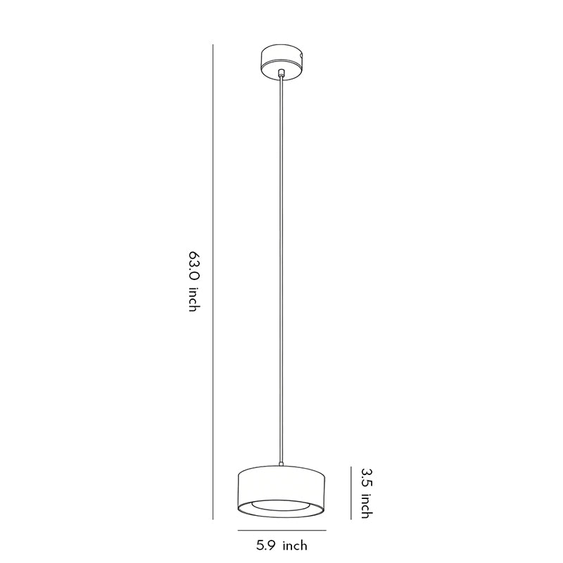 Line drawing of modern mini pendant light fixtures dimensions, providing installation specifications.