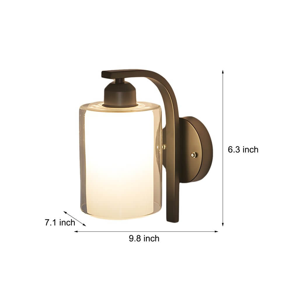 Modern Minimalist Single Black Cylindrical Glass Wall Sconce