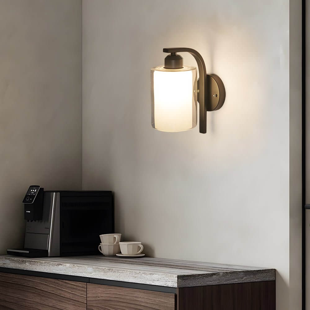Modern Minimalist Single Black Cylindrical Glass Wall Sconce